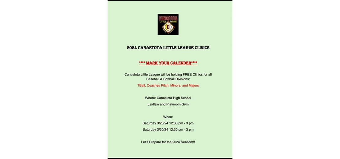 2024 Canastota Little League Clinics